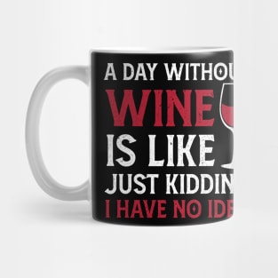 A day without wine is just kidding i have no idea Mug